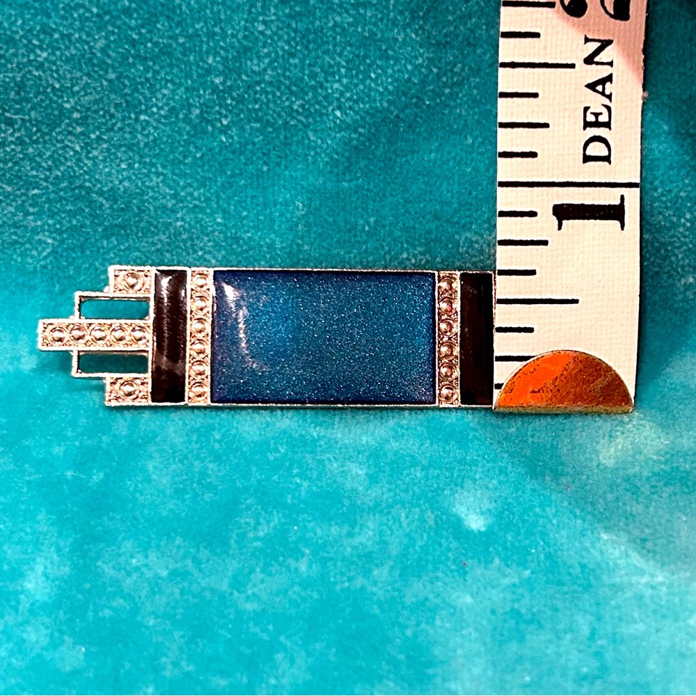 🔷HP🔹Pin with Blue & black Inlay on Silver - Picture 7 of 8